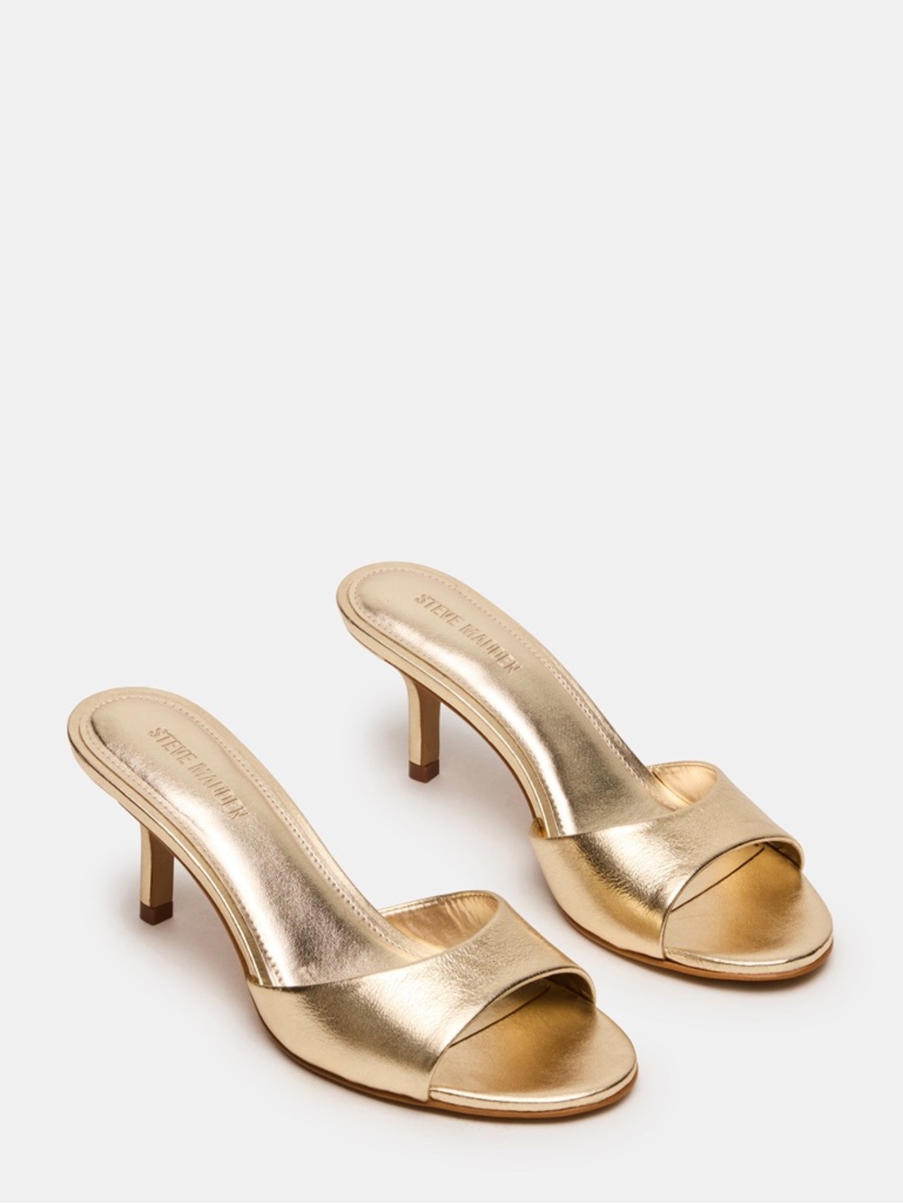 Steve Madden Kendrix Gold Metallic Leather Kitten Heel Mule Womens 9